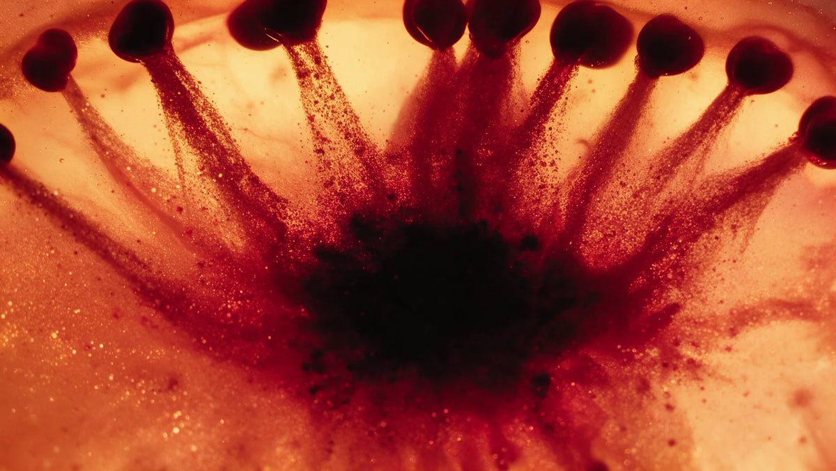 Red pigment blooming through water