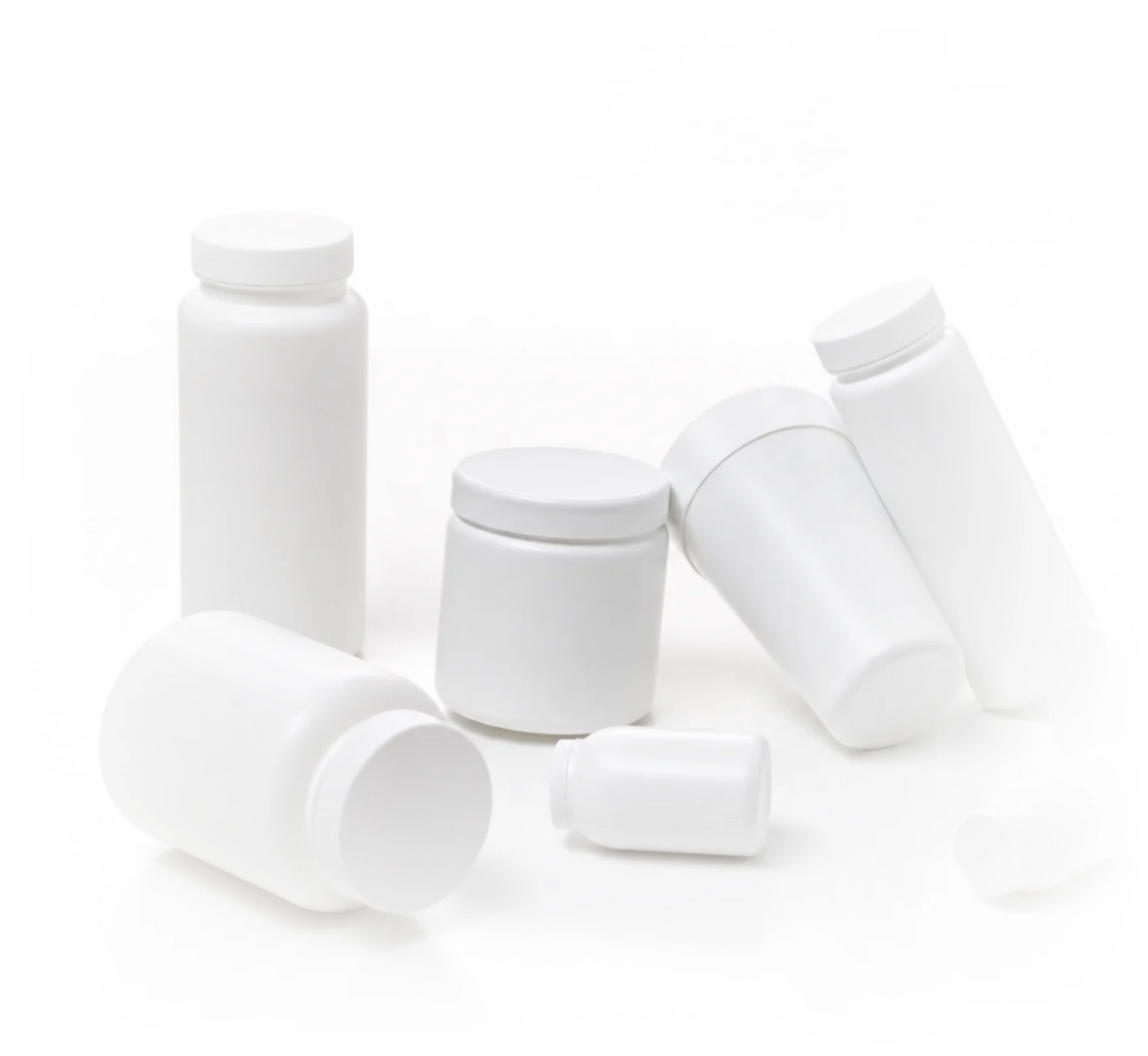 Scattered supplement bottles